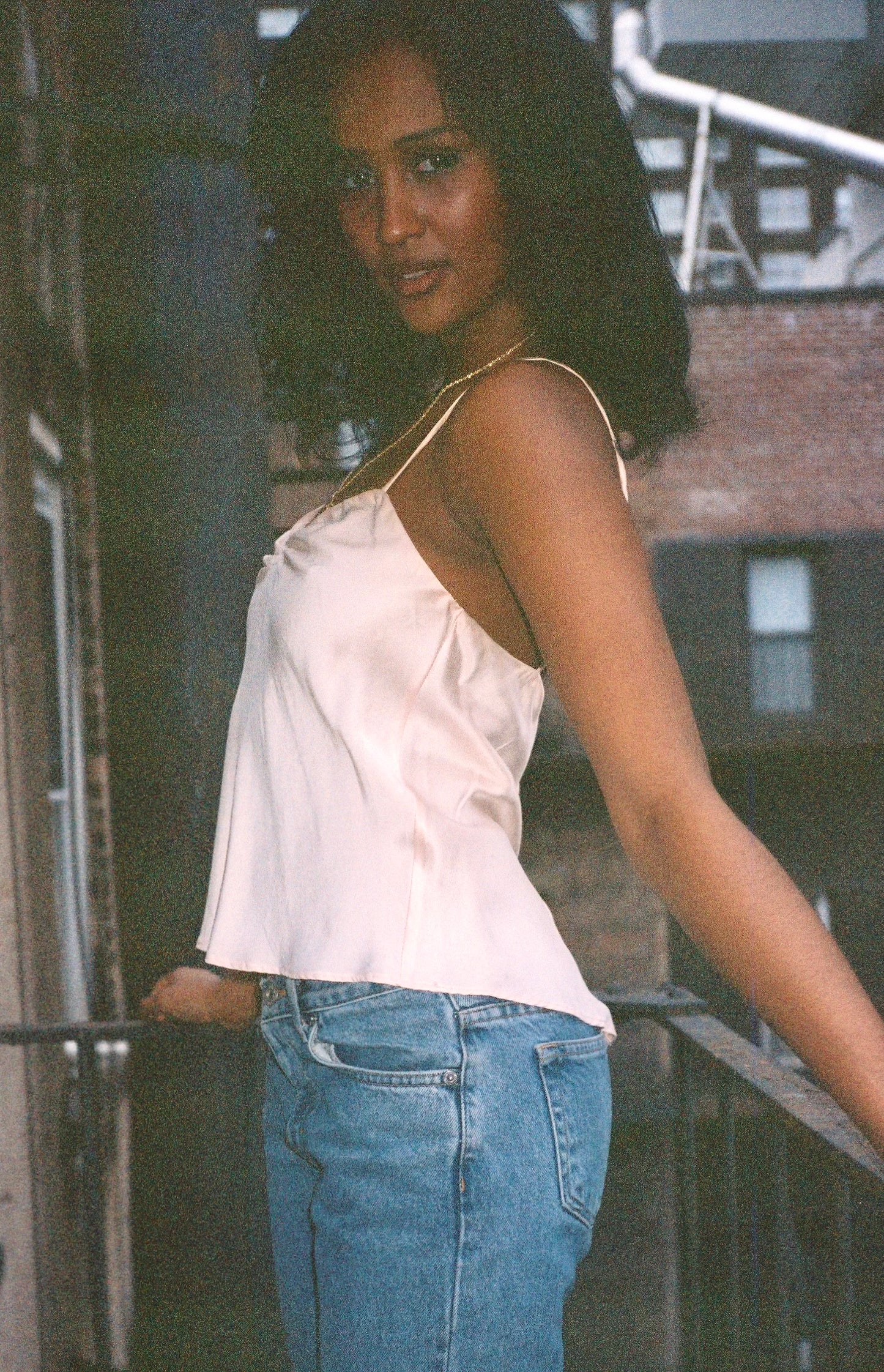 Alia Silk Tank in Blush