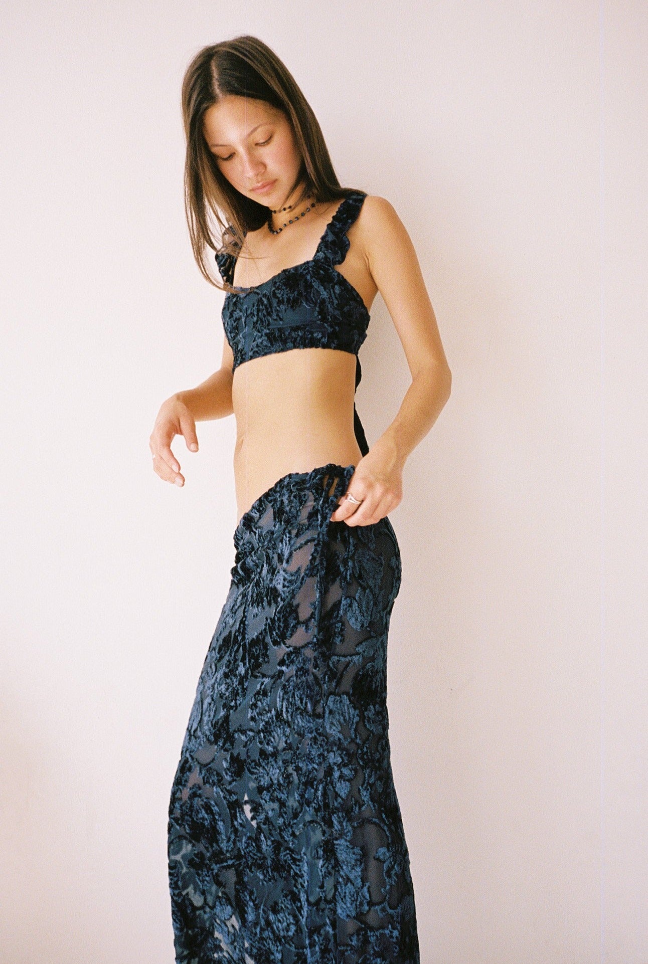 Violet Silk Velvet Skirt