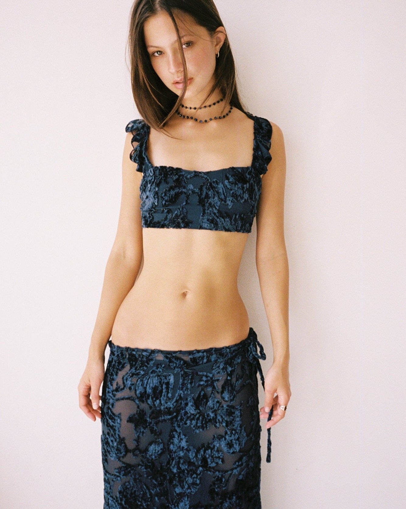 Violet Silk Velvet Skirt